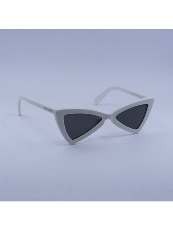 Saint Laurent SL207 JERRY 007 Sunglasses White Cat Eye Frame, Grey Lenses